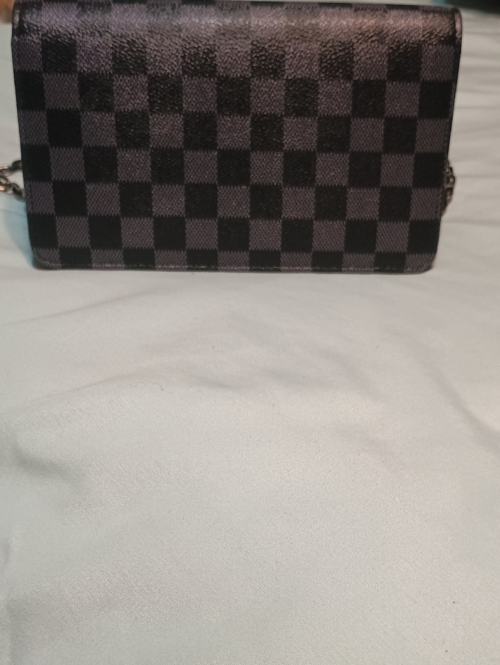 Checkerboard Crossbody Wallet - Black/Grey